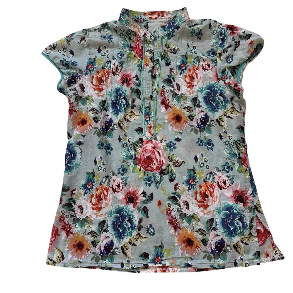 Unbranded Multicolor Floral Blouse Chinese Style Women's small Short sleeve